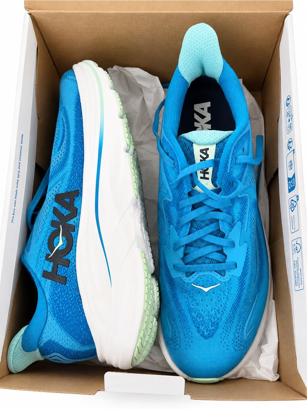 Hoka Women's Athletic Running Shoes in Bright Blue with Mint Accents